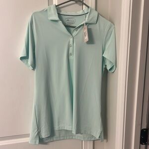 NWT! Womens size large Peter millar short sleeve polo color SOOTH